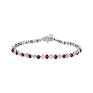 Diamond And Ruby Bracelet 0.75 ct tw 14k White Gold