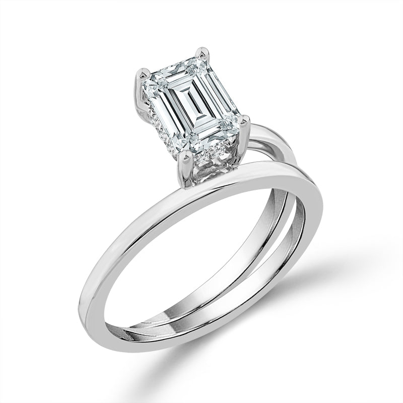 Diamond Bridal Ring 3/4 ct tw Center EM 14k White Gold