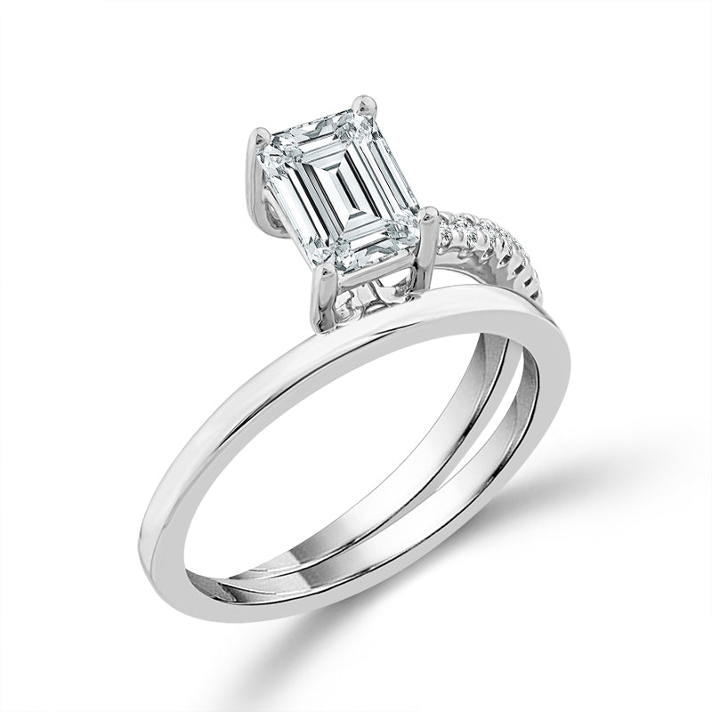 Diamond Bridal Ring 3/4 ct tw Center EM 14k White Gold