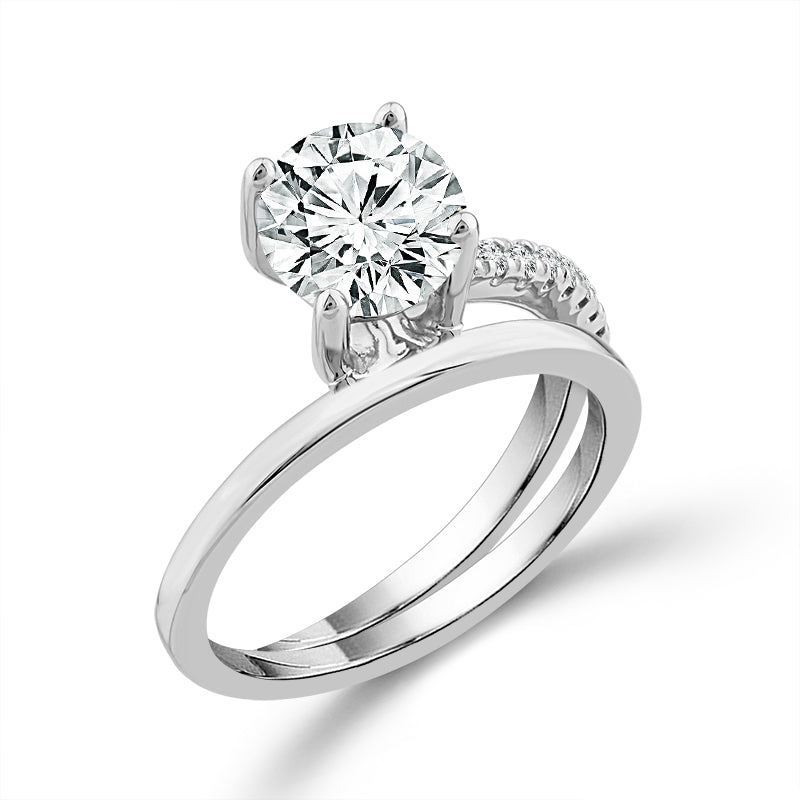 Diamond Bridal Ring 3/4 ct tw Center RD 14k White Gold