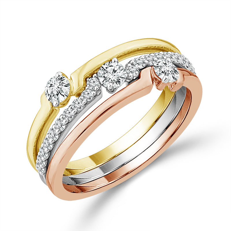 Diamond Band 0.50 ct tw 14k White Gold+14k Yellow Gold+14k Rose Gold