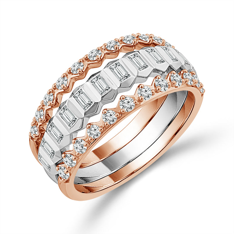 Diamond Band 0.75 ct tw 14k White Gold+14k Rose Gold