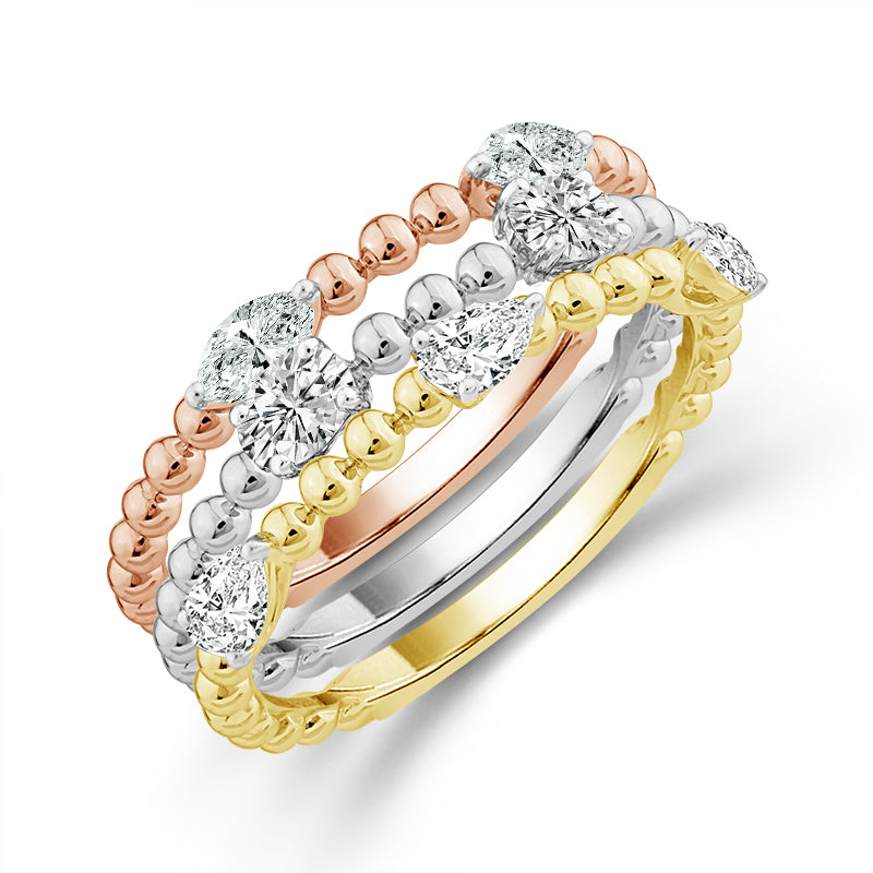 Diamond Band 1 ct tw 14k White Gold+14K Yellow Gold+14k Rose Gold