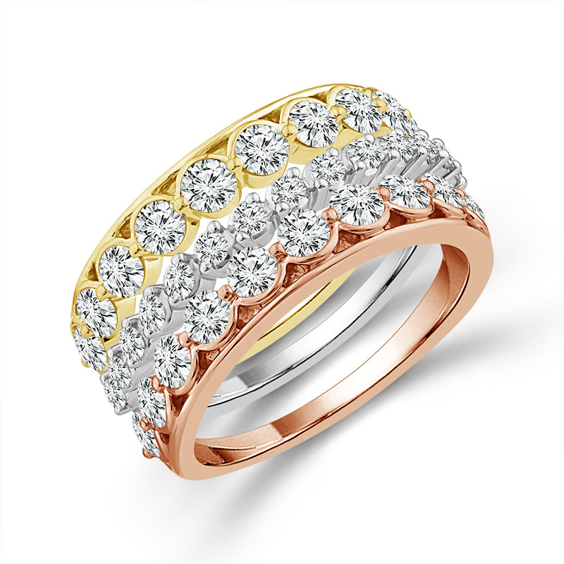 Diamond Band 2 ct tw 14k White Gold+14k Yellow Gold+14k Rose Gold