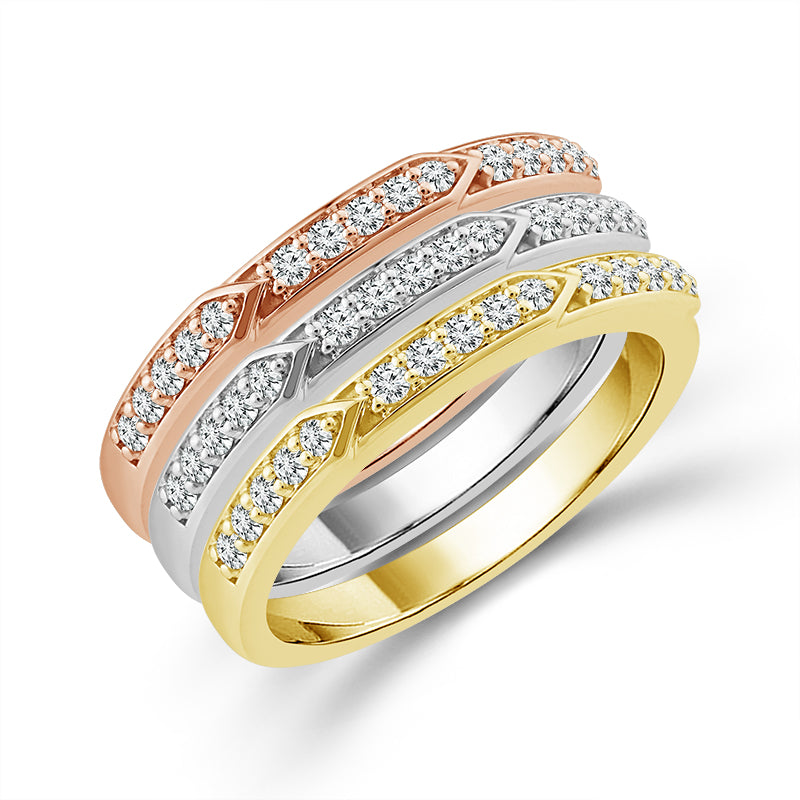 Diamond Band 0.50 ct tw 14k White Gold+14k Yellow Gold+14k Rose Gold