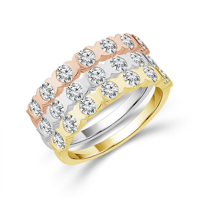 Diamond Band 2 ct tw 14k White Gold+14K Yellow Gold+14k Rose Gold