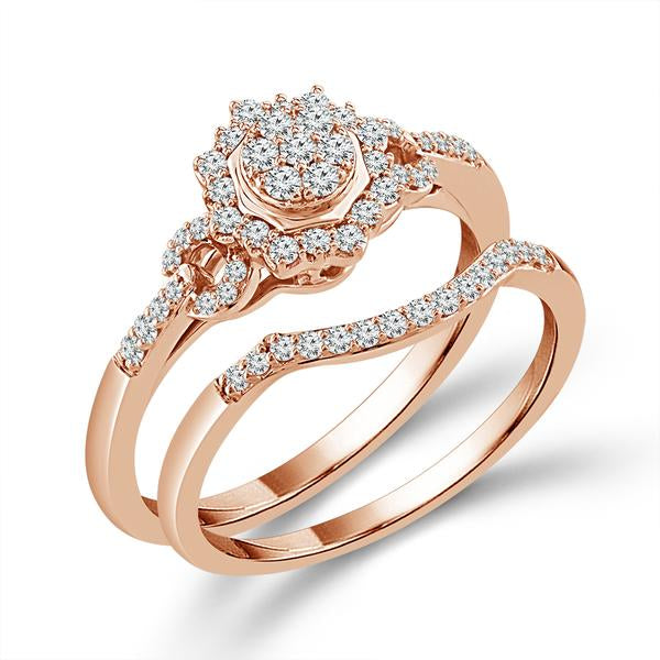 Diamond Bridal Set 0.33 ct tw 10k Rose Gold