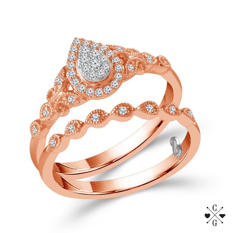 Diamond Bridal Set 0.17 ct tw 14k Rose Gold