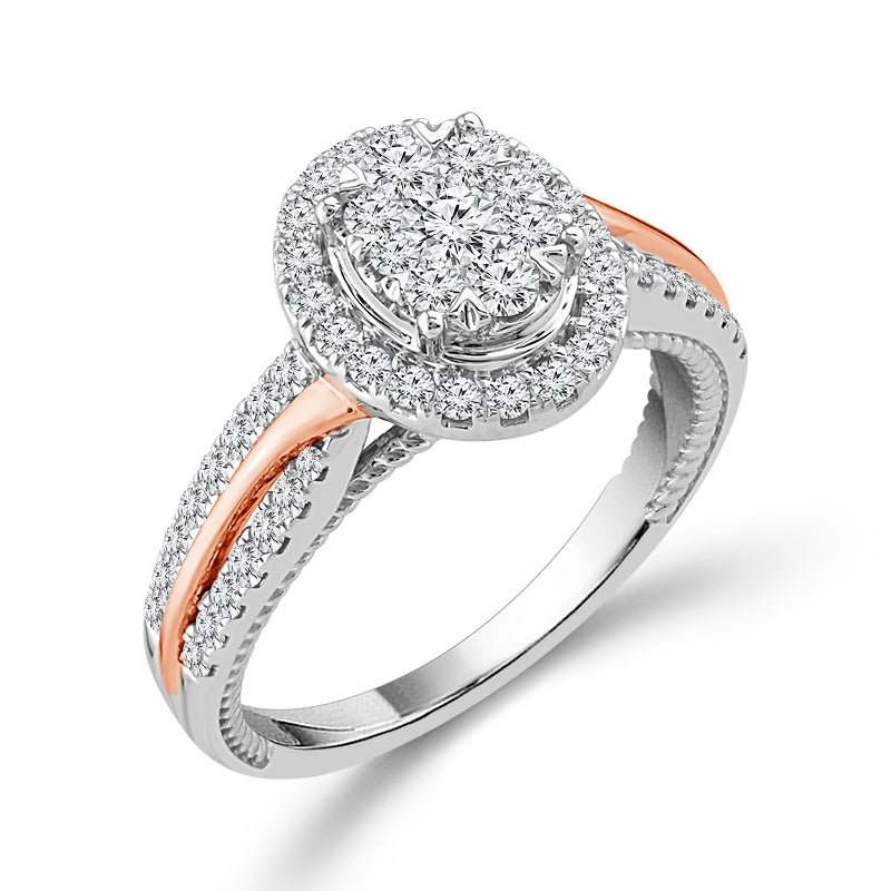 Diamond Engagement Ring 0.75 ct tw 14k White Gold 14k Rose Gold