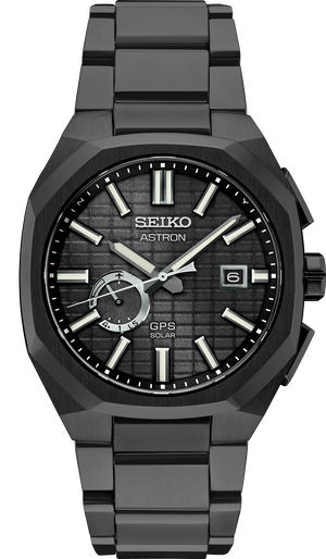 SSJ015 Seiko Astron Solar GPS with Titanium case with black super-hard coating front view