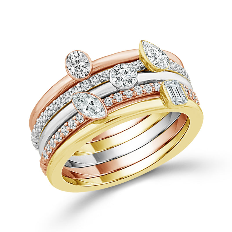 Diamond Band 1 ct tw 14k White Gold+14k Yellow Gold+14k Rose Gold