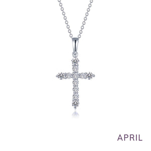 June Birthstone Cross Necklace