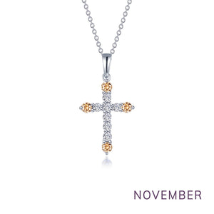 October Birthstone Cross Necklace